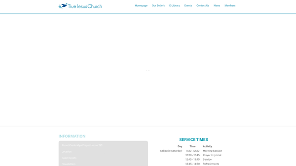 Screenshot of the True Jesus Church Cambridge website