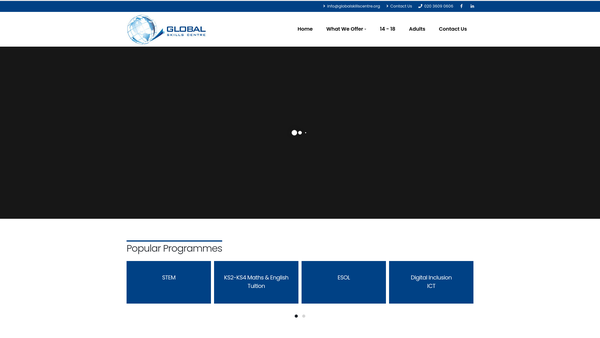 Screenshot of the Global Skills Centre website