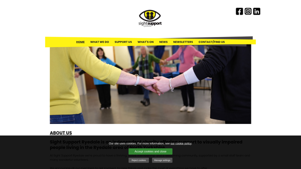 Screenshot of the Sight Support Ryedale website