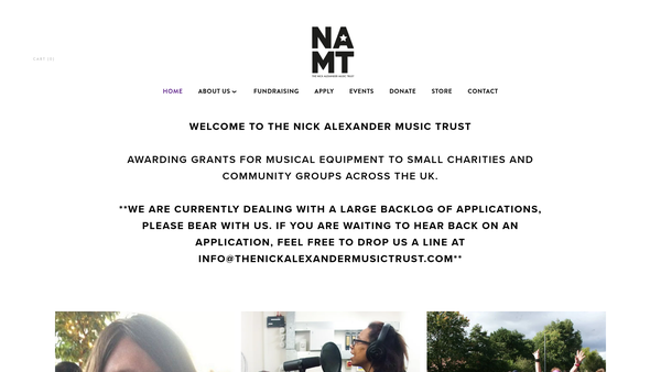 Screenshot of the The Nick Alexander Music Trust website