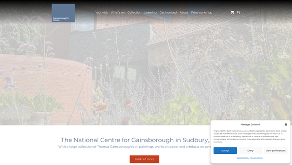 Screenshot of the Gainsborough's House Society website