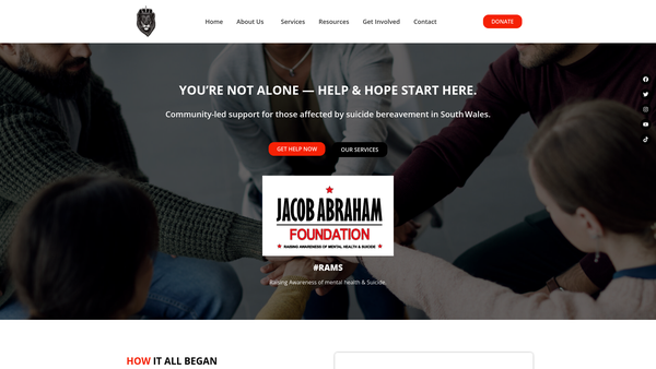 Screenshot of the Jacob Abraham Foundation website