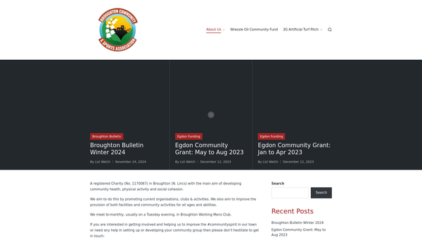 Screenshot of the Broughton Community And Sports Association website