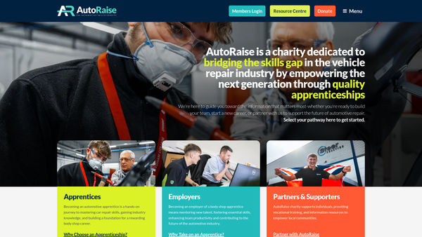 Screenshot of the Autoraise website