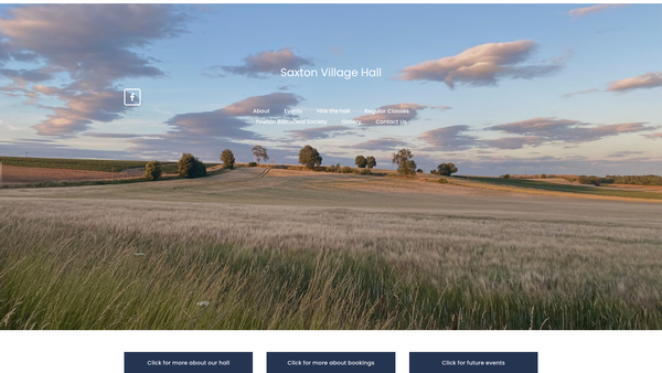 Screenshot of the Saxton Village Hall CIO website