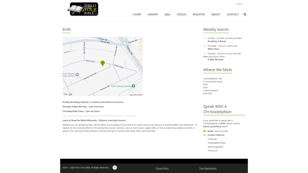 Screenshot of the Erith Christadelphian Ecclesia Charitable Incorporated Organisation website