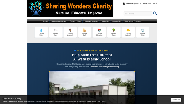 Screenshot of the Sharing Wonders website