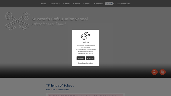 Screenshot of the Friends Of St Peter's Junior School Ruddington website