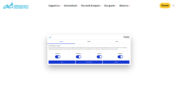 Screenshot of the Addenbrooke's Charitable Trust website