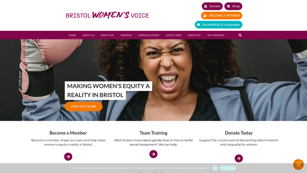 Screenshot of the Bristol Women's Voice website