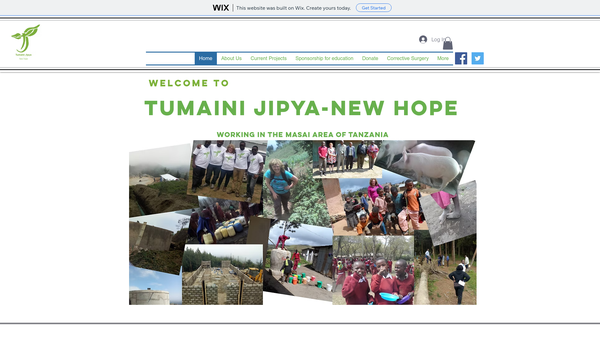 Screenshot of the Tumaini Jipya - New Hope website