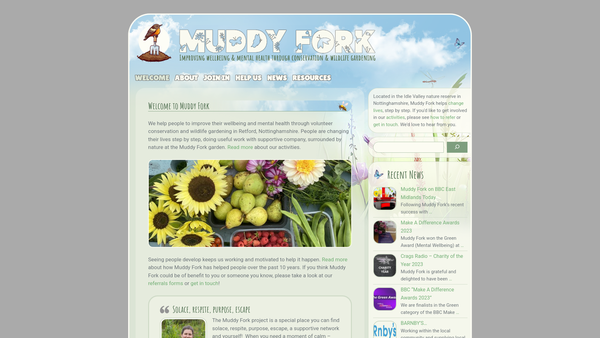 Screenshot of the Muddy Fork website