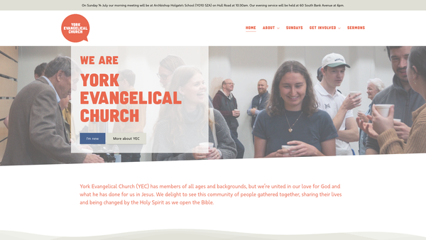 Screenshot of the York Evangelical Church website