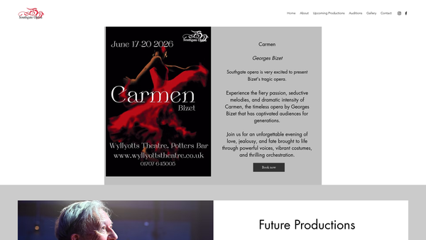 Screenshot of the Southgate Opera website