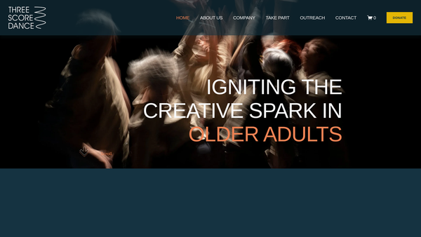 Screenshot of the Three Score Dance website