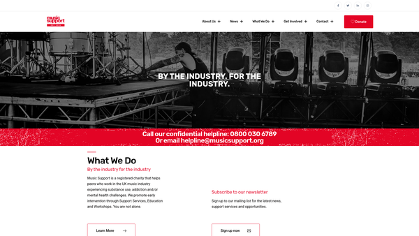 Screenshot of the Music Support UK website