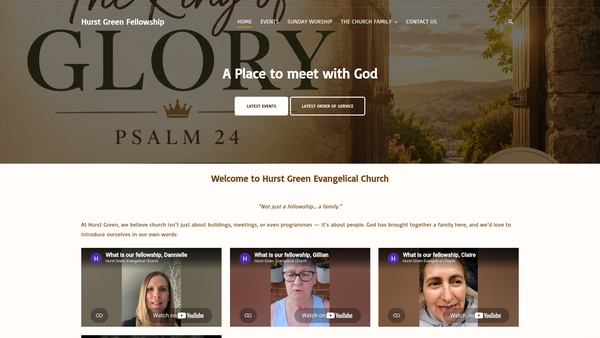 Screenshot of the Hurst Green Evangelical Church website