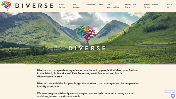 Screenshot of the Diverse UK website