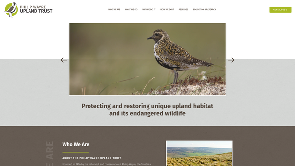 Screenshot of the Philip Wayre Upland Trust website