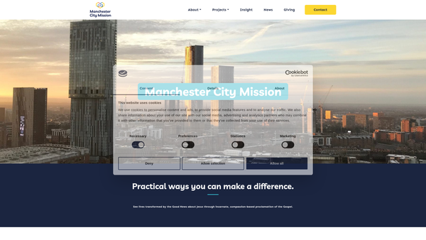 Screenshot of the Manchester City Mission website