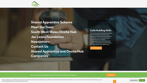 Screenshot of the Cyfle Building Skills Limited website