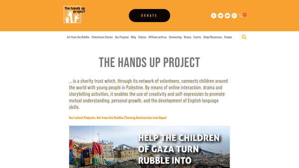 Screenshot of the The Hands Up Project website