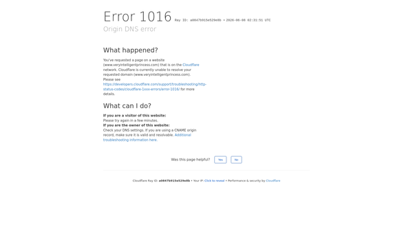 Screenshot of the Very Intelligent Princess website