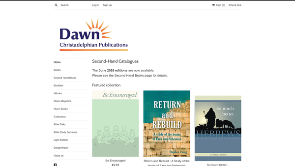 Screenshot of the Dawn Christadelphian Publications website