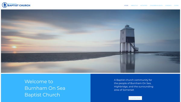Screenshot of the Burnham On Sea Baptist Church website