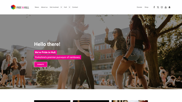 Screenshot of the Hull LGBT+ Community Pride website