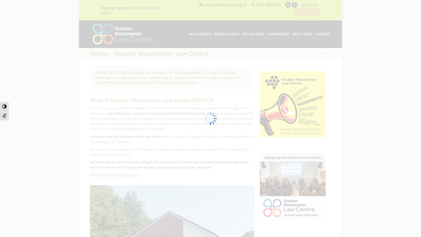 Screenshot of the Greater Manchester Law Centre website