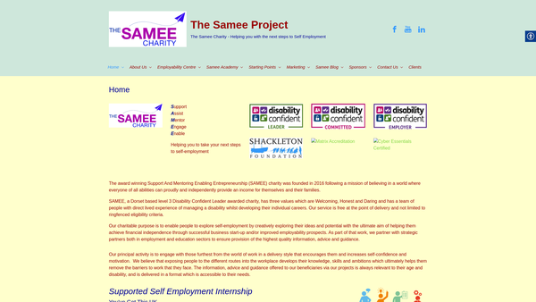 Screenshot of the Samee website