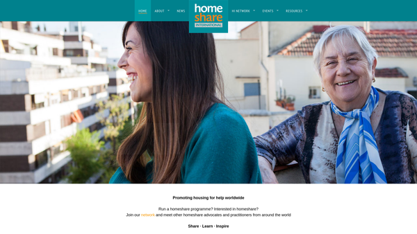 Screenshot of the Homeshare International website