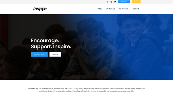 Screenshot of the Inspiring Youth Achievement website