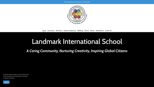 Screenshot of the Landmark International School, Cambridge website