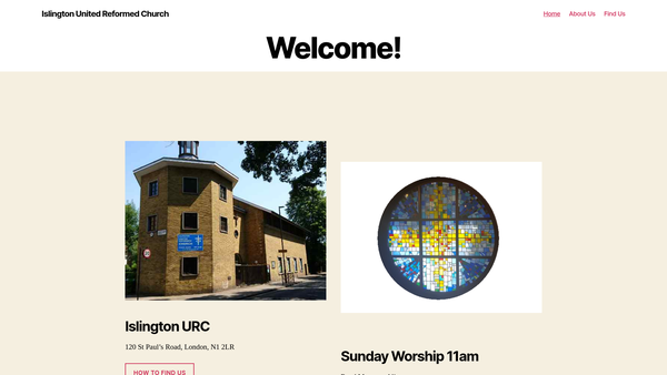 Screenshot of the Islington United Reformed Church website