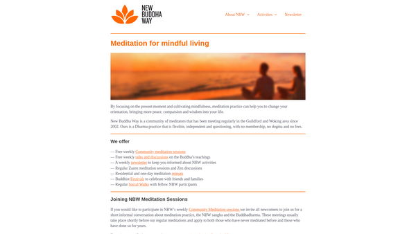 Screenshot of the New Buddha Way website