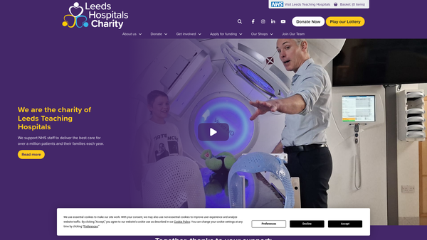 Screenshot of the Leeds Hospitals Charity website