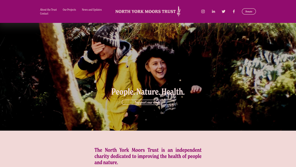 Screenshot of the North York Moors National Park Trust website