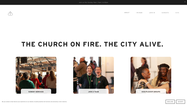Screenshot of the Trinity Church Nottingham website