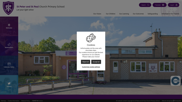 Screenshot of the St Peter & St Paul Church Primary School PTA website