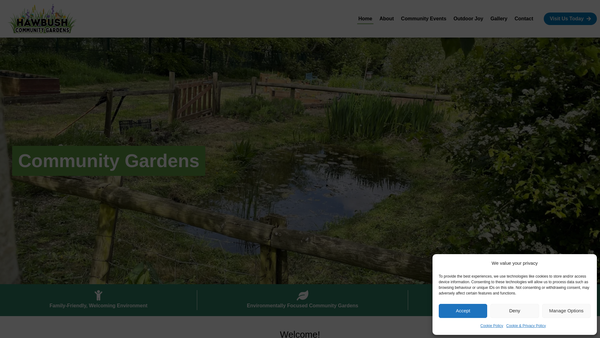 Screenshot of the Hawbush Community Gardens website