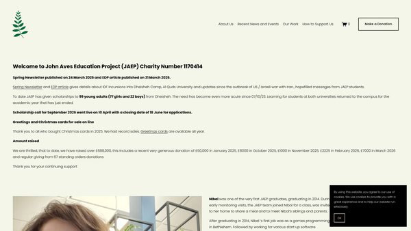 Screenshot of the John Aves Education Project website