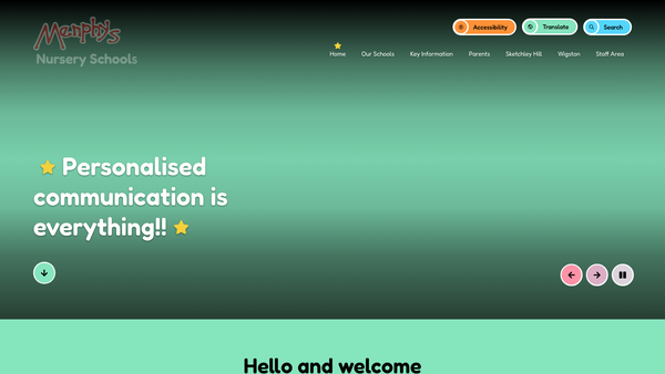 Screenshot of the Friends Of Sketchley Hill Menphys Nursery School website