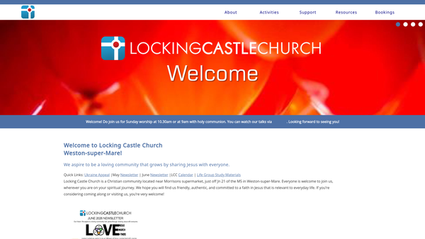 Screenshot of the Locking Castle Church website