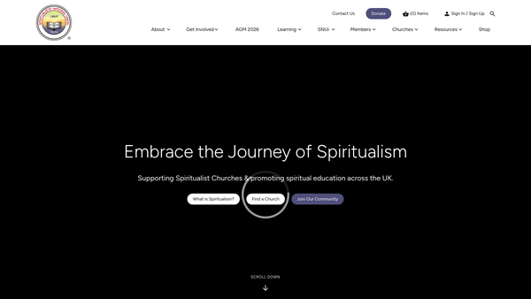 Screenshot of the Hyde Spiritualist Church website