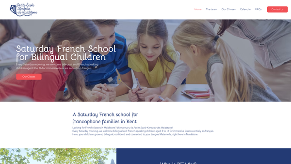 Screenshot of the Petite Ecole Kentoise De Maidstone website