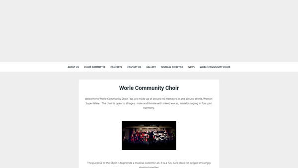 Screenshot of the Worle Community Choir website