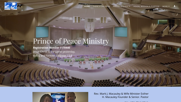 Screenshot of the Prince Of Peace Ministry (Ppm) website
