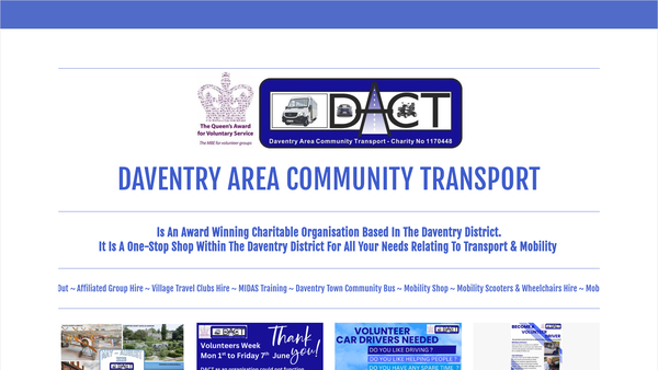 Screenshot of the Daventry Area Community Transport website